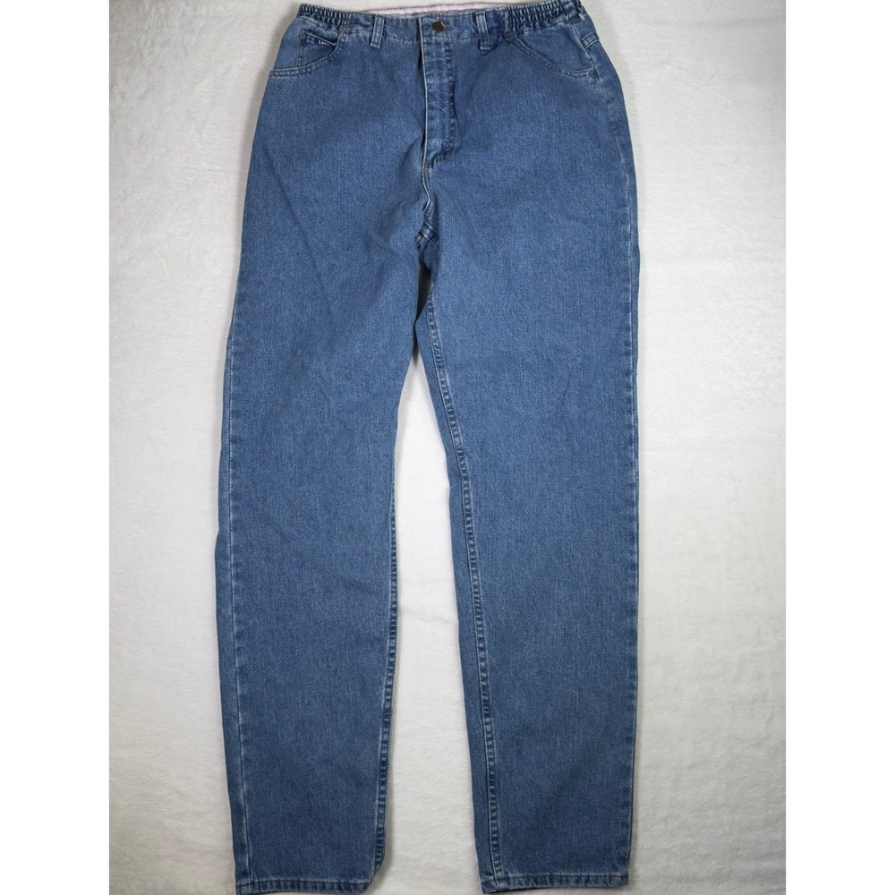Lee Original Jeans Elastic Waist High Rise Mom Jeans Classic Fit Womens Blue 32